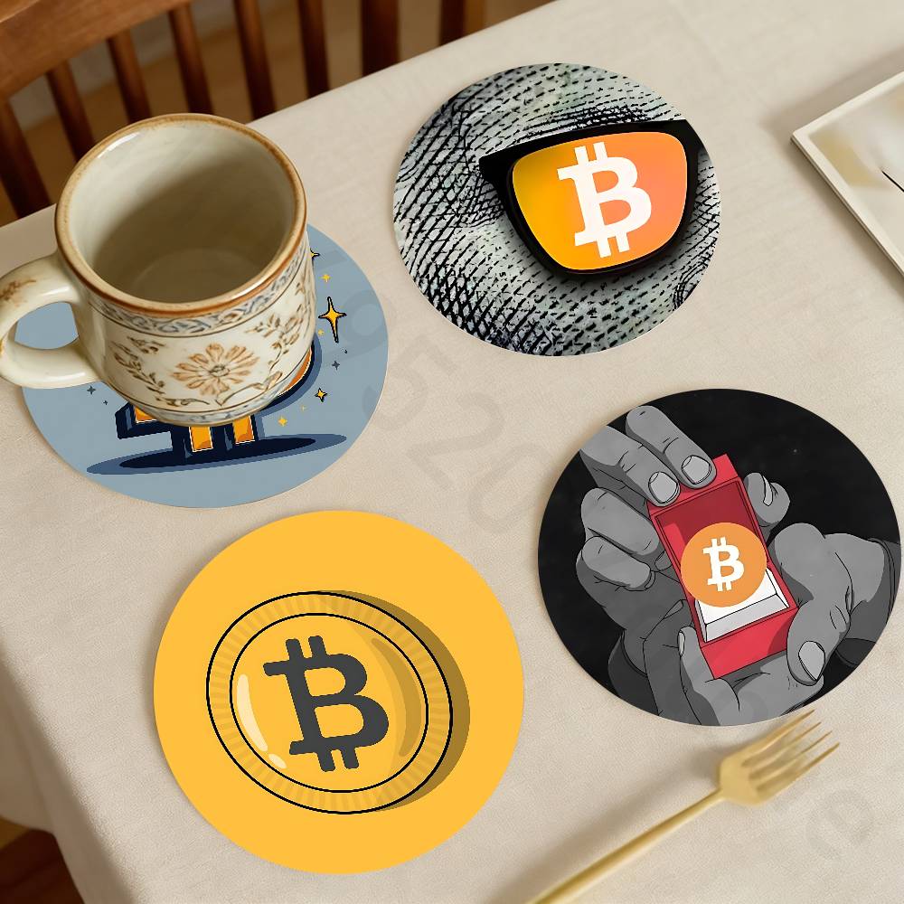 Bar Mat Rubber - Sottobicchiere in Legno Bitcoin Criptovaluta BTC