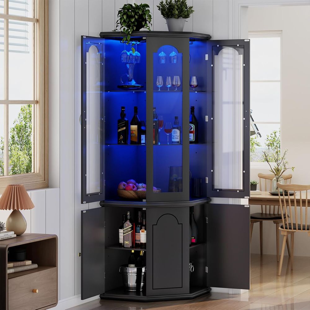 Home Bar Shelves - Mobile Bar Illuminato con Anta in